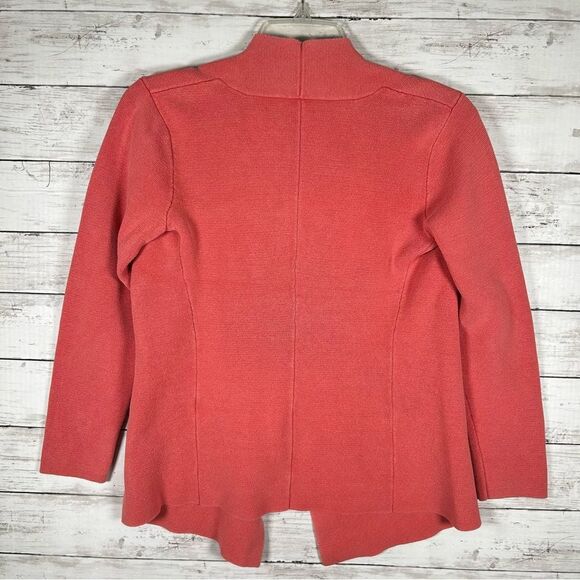 Eileen Fisher Cardigan Coral Silk Organic Cotton Interlock Knit Open Front S - Picture 6 of 9